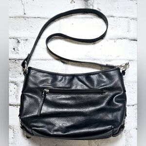 Kate and Mel Black Shoulder Bag Slouchy Hobo Purse Silver Hardware